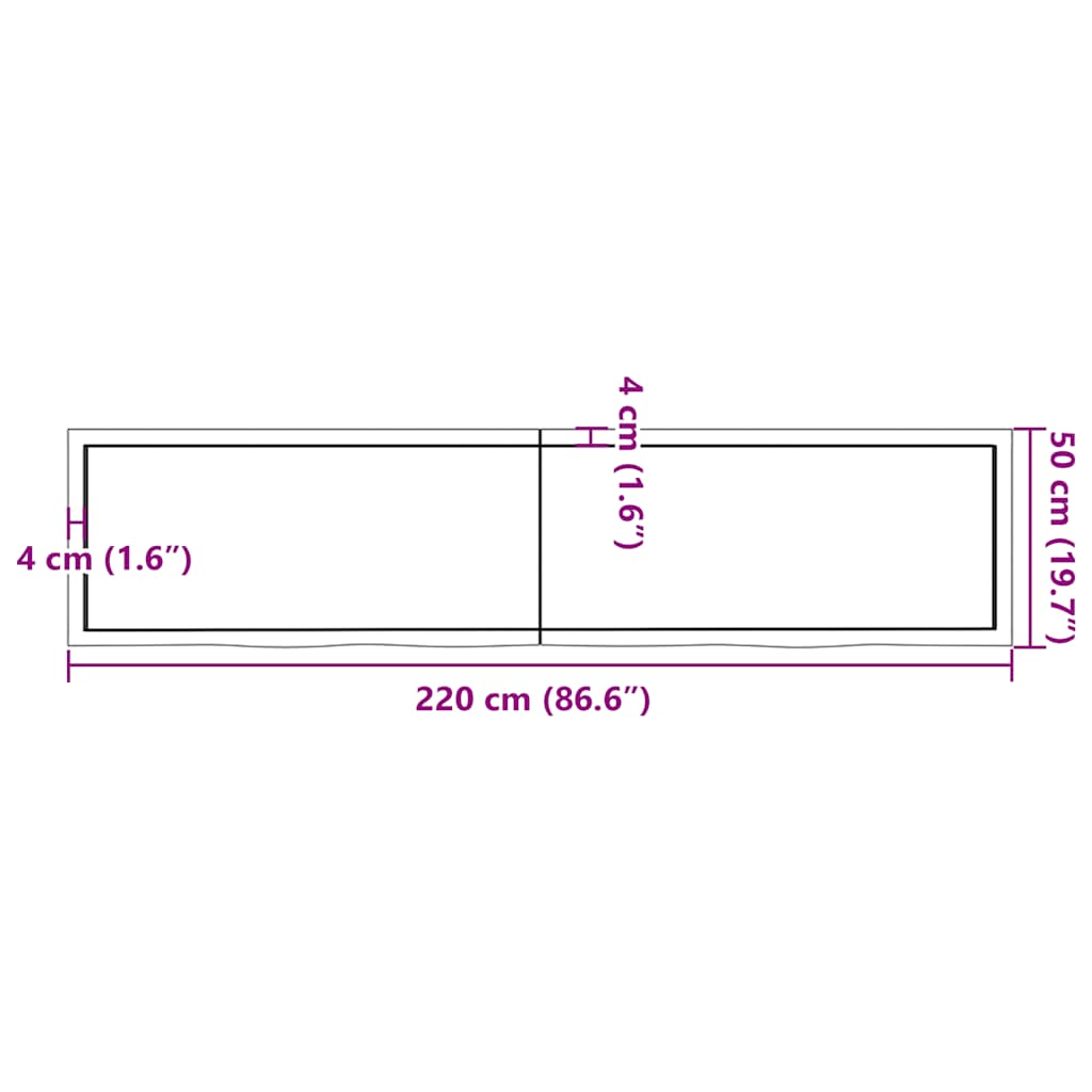 vidaXL Ράφι Τοίχου Σκούρο Καφέ 220x50x(2-4) εκ. Επεξ. Μασίφ Ξύλο Δρυός