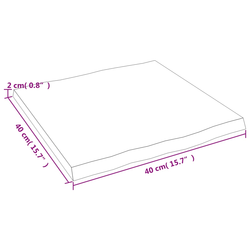 vidaXL Επιφάνεια Τραπεζιού 40x40x2εκ. Ακατ. Μασίφ Ξύλο Δρυός Live Edge