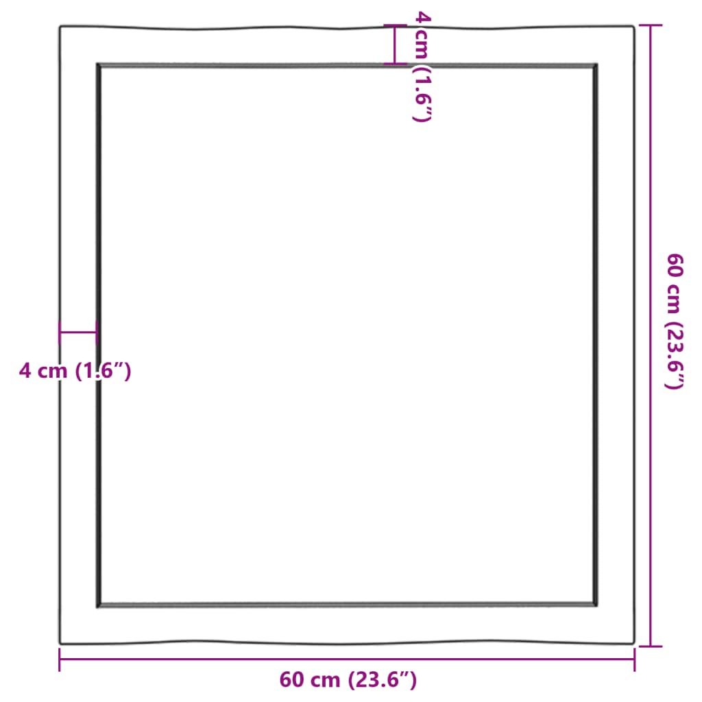 vidaXL Επιφάνεια Τραπεζιού 60x60x(2-6)εκ Ακατέργαστο Μασίφ Ξύλο Δρυός