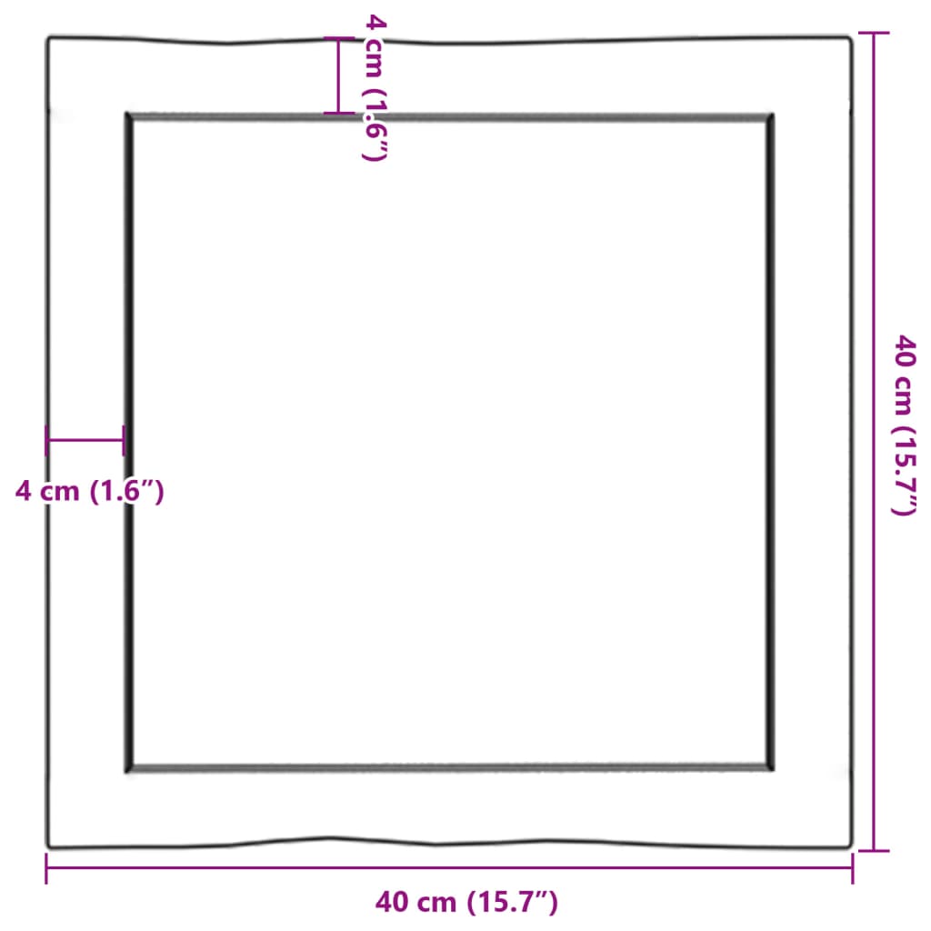 vidaXL Επιφ Τραπεζιού Αν Καφέ 40x40x(2-4)εκ. Ακατέργ. Μασίφ Ξύλο Δρυός