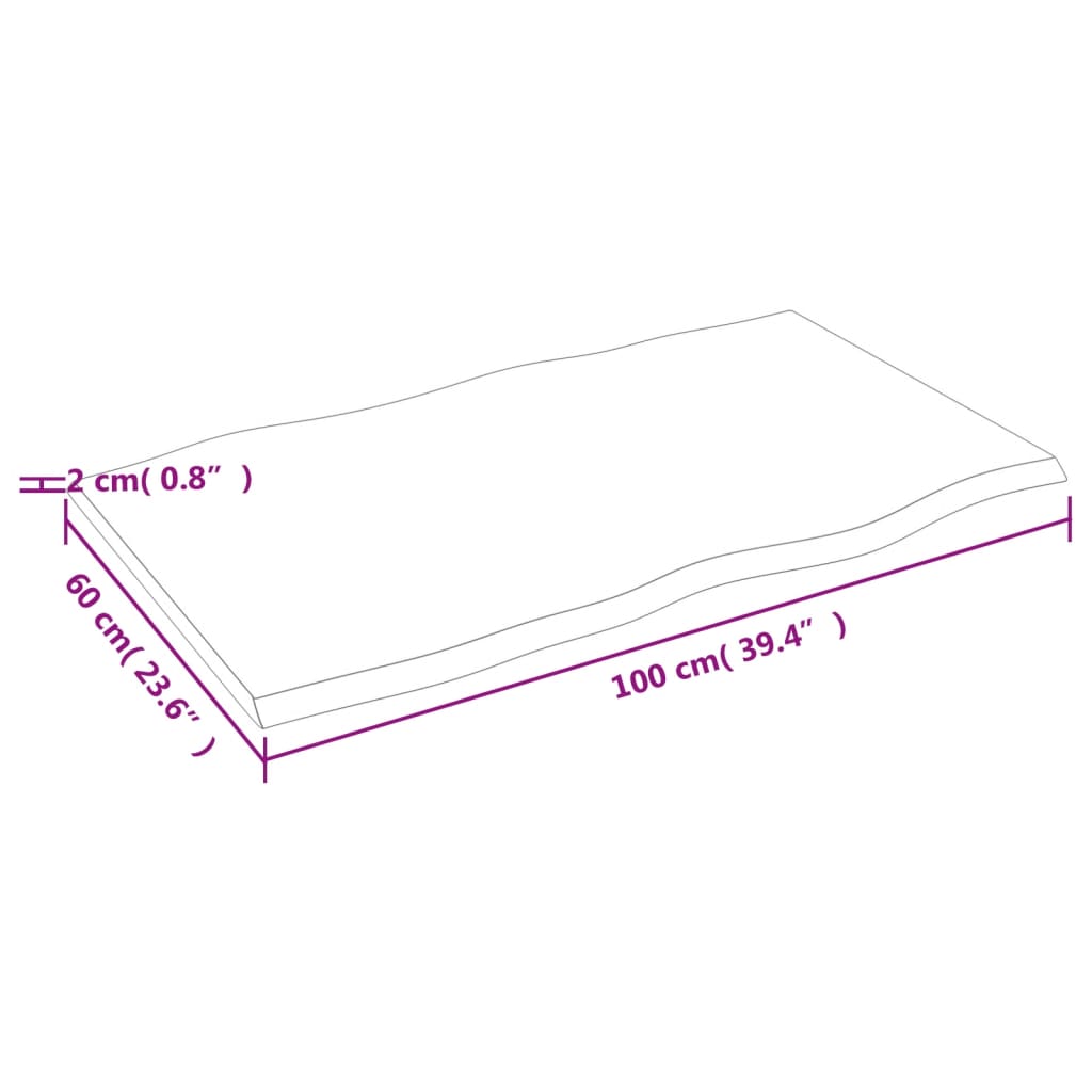 vidaXL Επιφ Τραπεζιού Σκ Καφέ100x60x2εκ. Επ Μασίφ Ξύλο Δρυός Live Edge