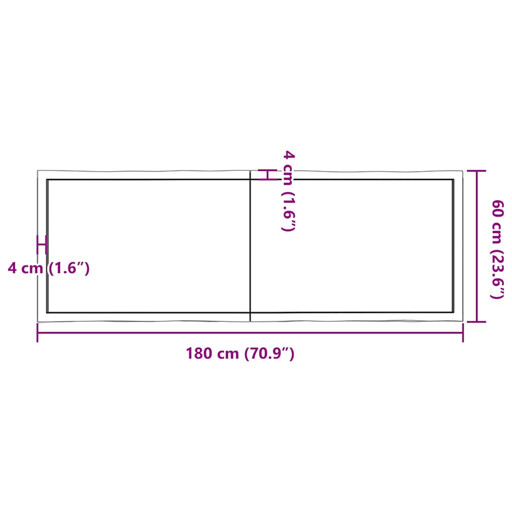 vidaXL Επιφ Τραπεζιού Αν Καφέ 180x60x(2-6)εκ.Ακατέργ. Μασίφ Ξύλο Δρυός