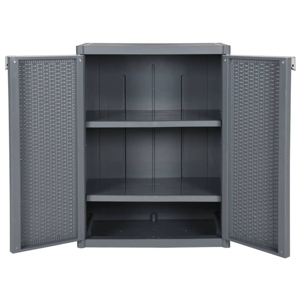 vidaXL Ντουλάπι Αποθήκευσης Κήπου Γκρι 65x45x88 εκ. από Ρατάν PP