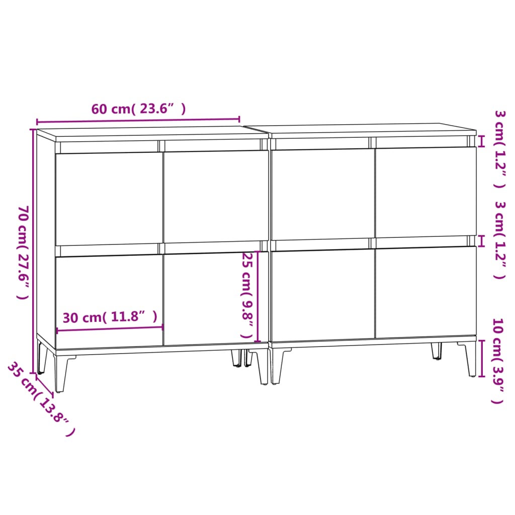 vidaXL Ντουλάπια 2 τεμ. Καπνιστή Δρυς 60x35x70 εκ. Επεξεργασμένο Ξύλο