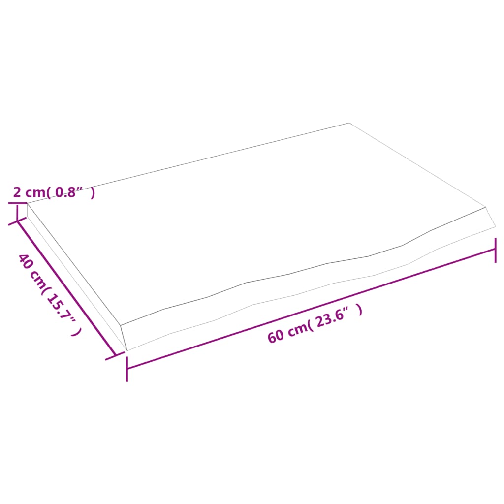 vidaXL Επιφάνεια Τραπεζιού 60 x 40 x 2 εκ Ακατέργαστο Μασίφ Ξύλο Δρυός