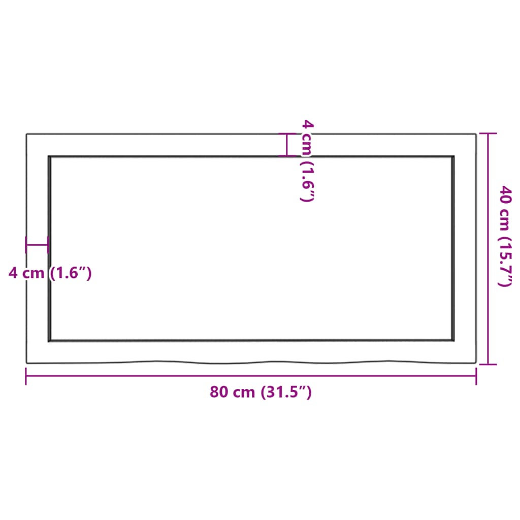 vidaXL Επιφάνεια Τραπεζιού 80x40x(2-4) εκ Ακατέργαστο Μασίφ Ξύλο Δρυός