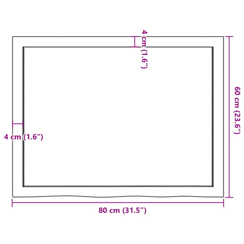 vidaXL Επιφάνεια Τραπεζιού 80x60x(2-6) εκ Ακατέργαστο Μασίφ Ξύλο Δρυός