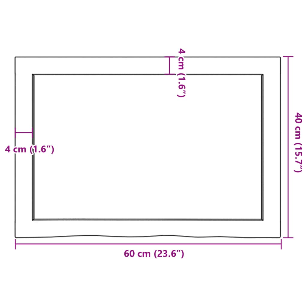 vidaXL Επιφ .Τραπεζιού Αν. Καφέ 60x40x(2-6) εκ. Επεξ. Μασίφ Ξύλο Δρυός