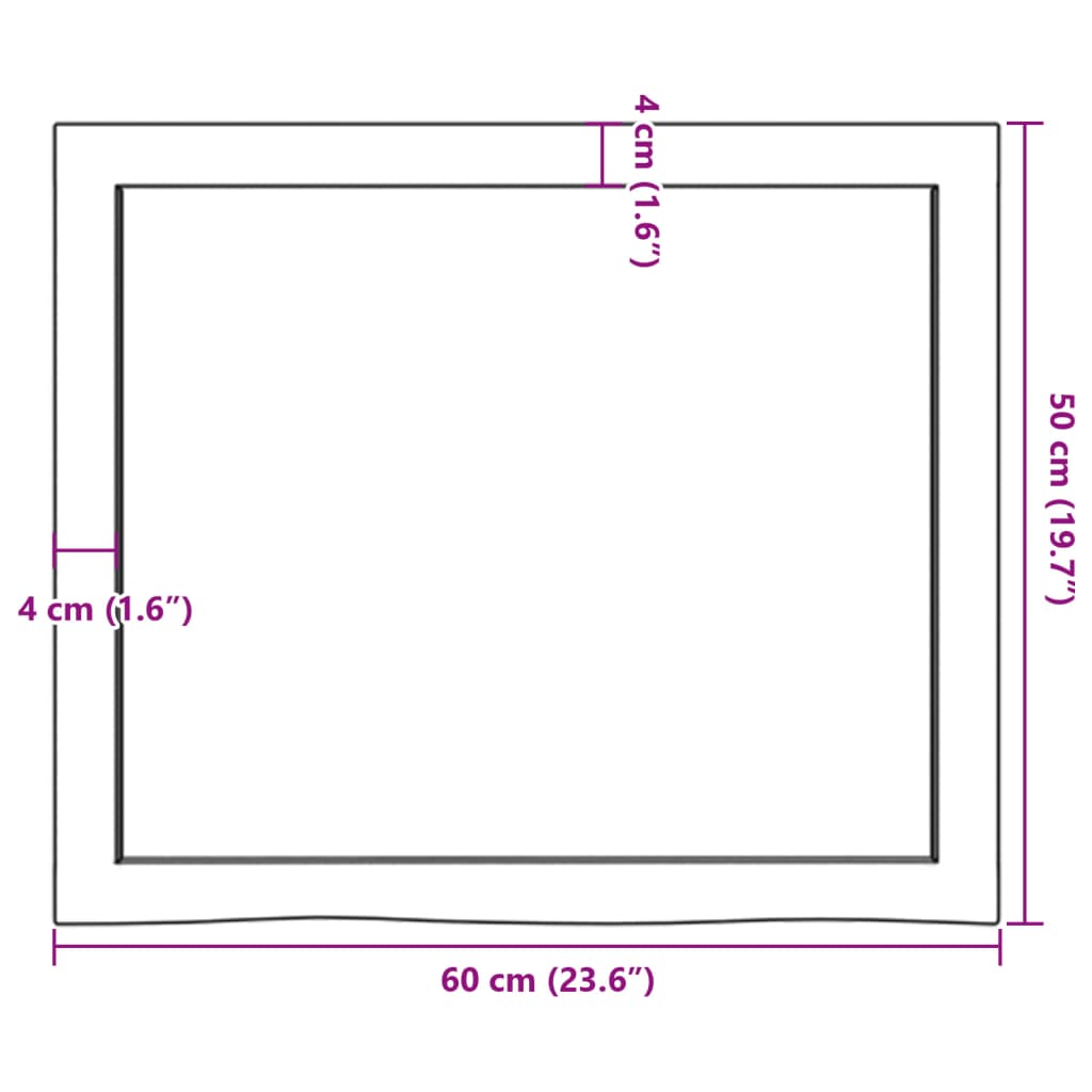 vidaXL Επιφ Τραπεζιού Αν Καφέ 60x50x(2-4)εκ. Επεξ. Μασίφ Ξύλο Δρυός