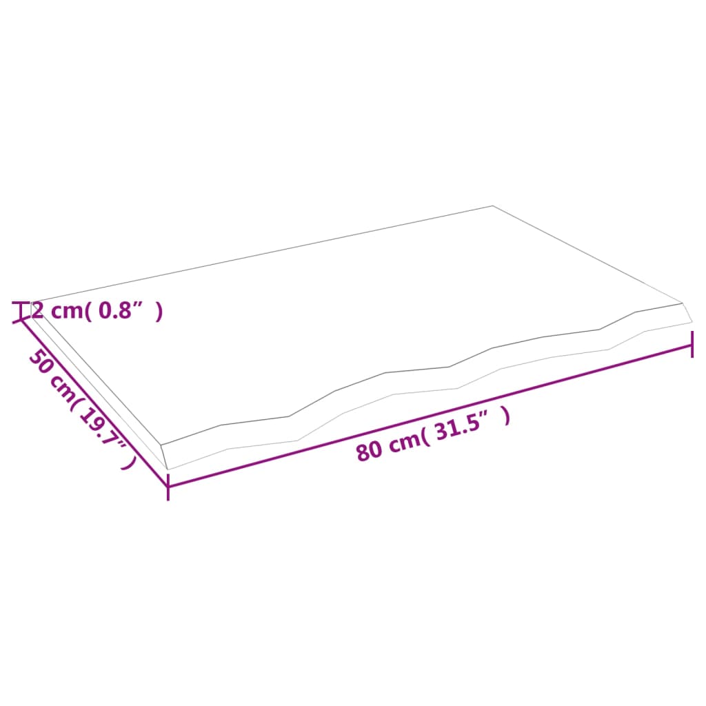 vidaXL Επιφάνεια Τραπεζιού Αν. Καφέ 80x50x2 εκ. Επεξ. Μασίφ Ξύλο Δρυός