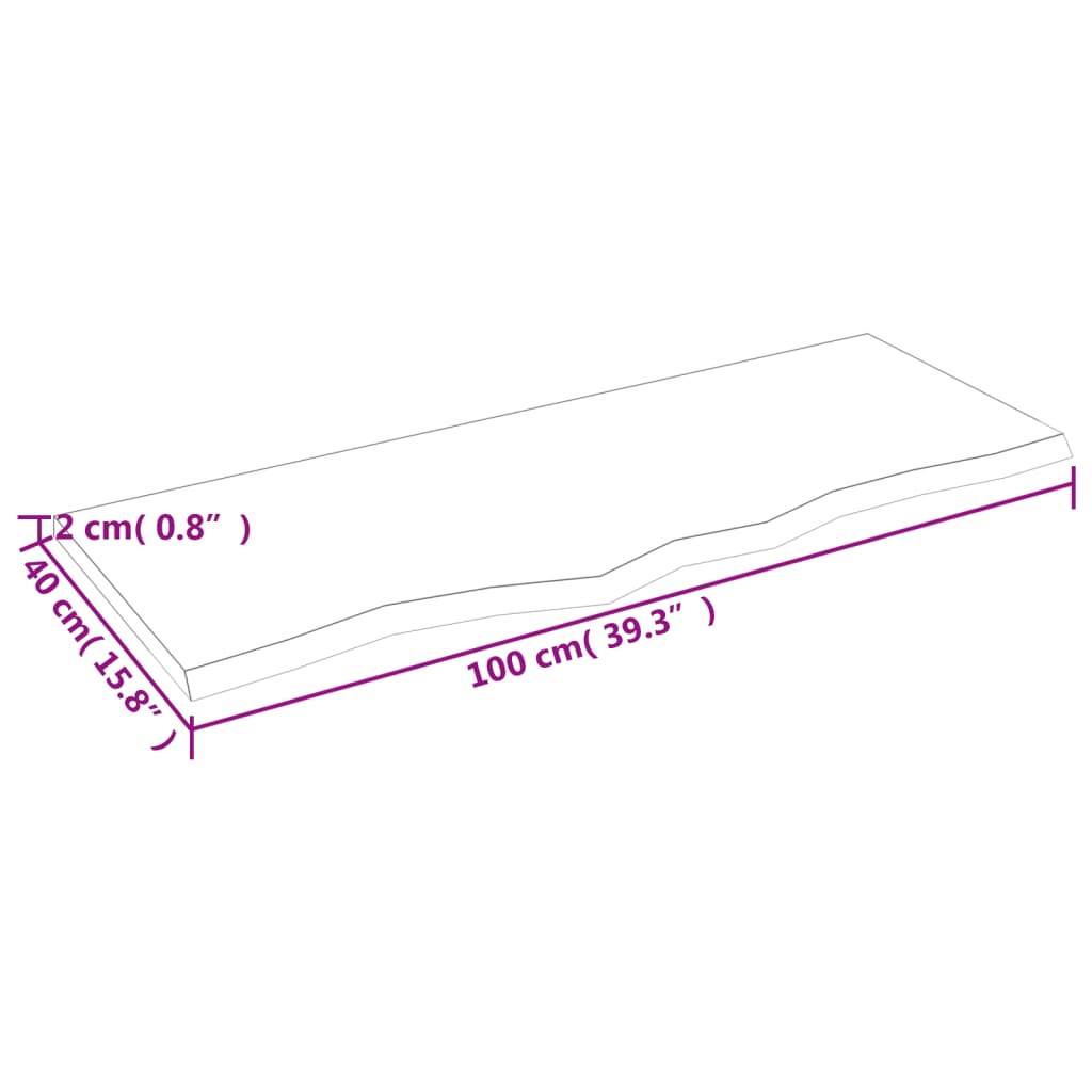 vidaXL Επιφάνεια Τραπεζιού Αν. Καφέ 100x40x2 εκ Επεξ. Μασίφ Ξύλο Δρυός