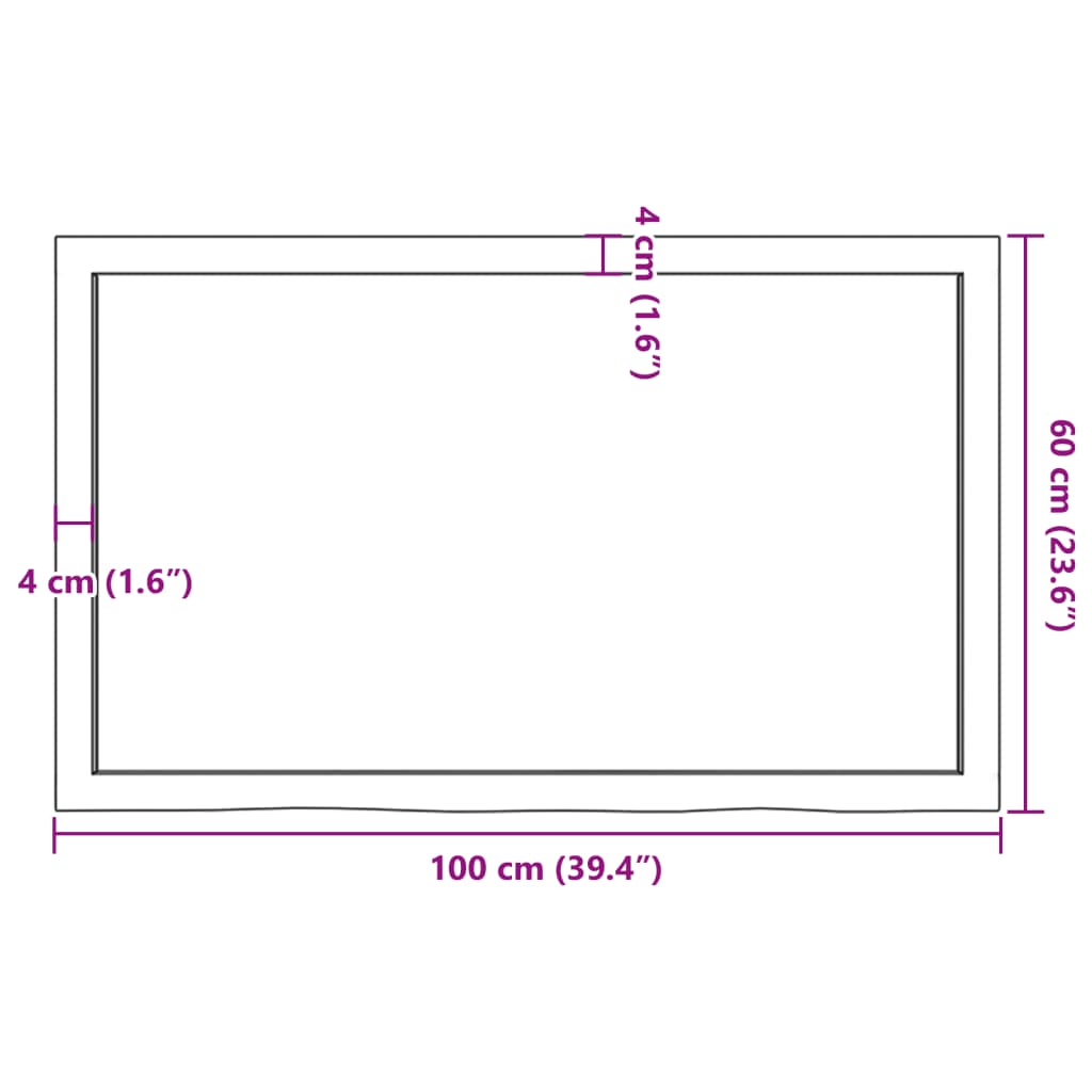 vidaXL Επιφ Τραπεζιού Αν Καφέ 100x60x(2-6)εκ. Επεξ. Μασίφ Ξύλο Δρυός