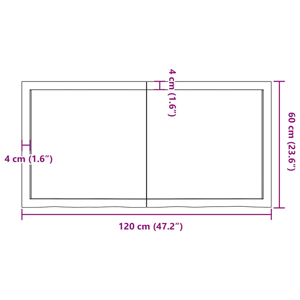 vidaXL Επιφ Τραπεζιού Αν Καφέ 120x60x(2-6)εκ. Επεξ. Μασίφ Ξύλο Δρυός