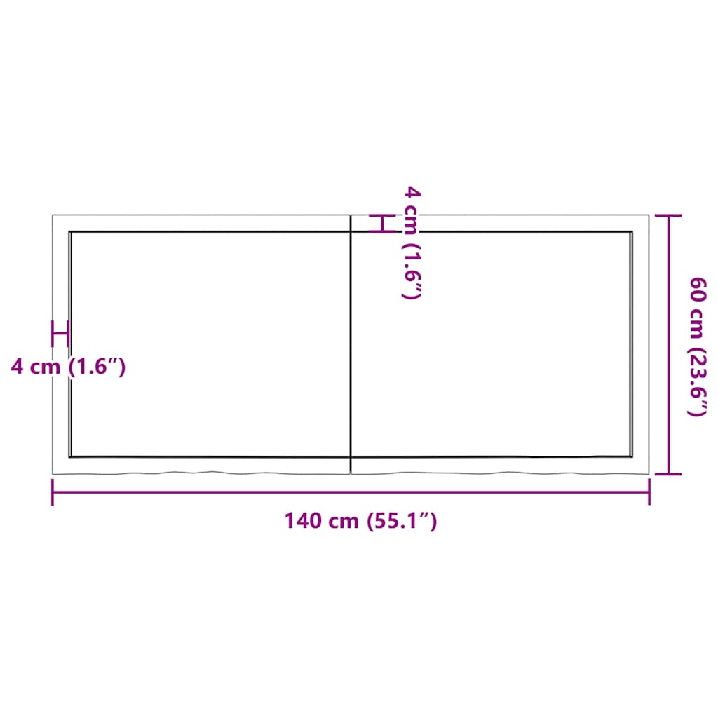 vidaXL Επιφ Τραπεζιού Αν Καφέ 140x60x(2-6)εκ. Επεξ. Μασίφ Ξύλο Δρυός