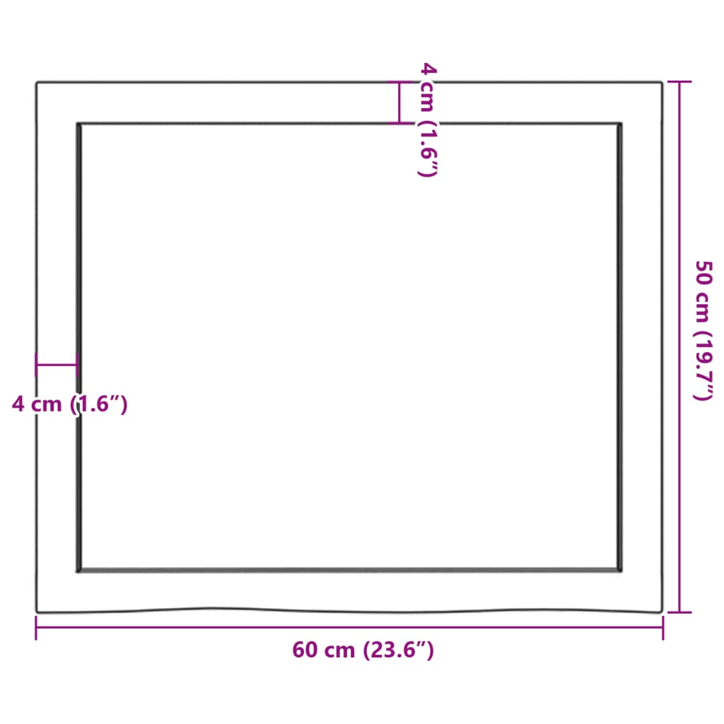 vidaXL Επιφάνεια Τραπεζιού Σκούρο Καφέ 60x50x(2-4)εκ Επεξ. Μασίφ Δρυς