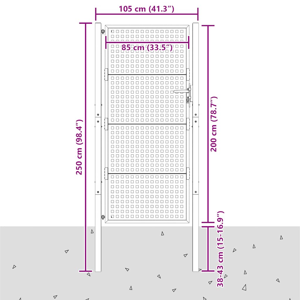 vidaXL Πόρτα Κήπου Ανθρακί 100x200 εκ. Ατσάλι