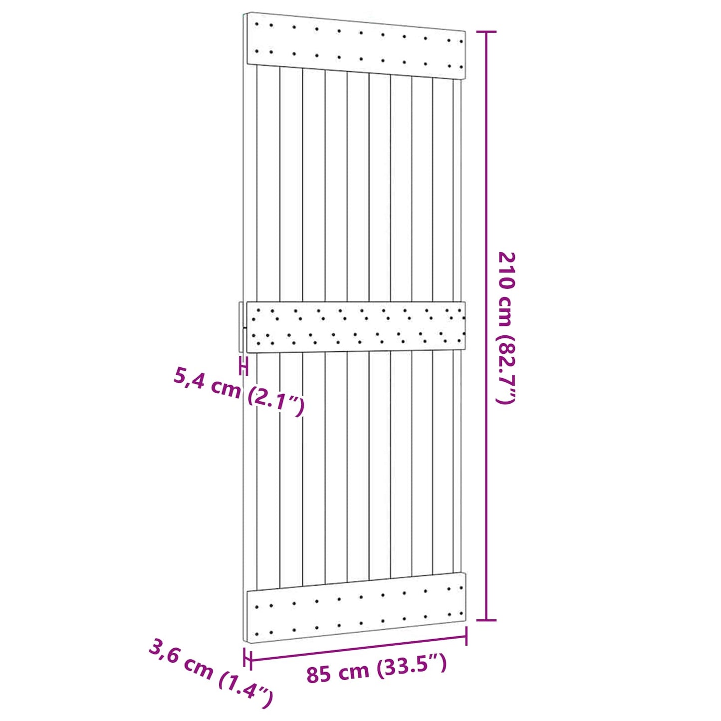vidaXL Πόρτα NARVIK Φυσικό 85 x 210 cm Συμπαγές Ξύλο Πεύκου