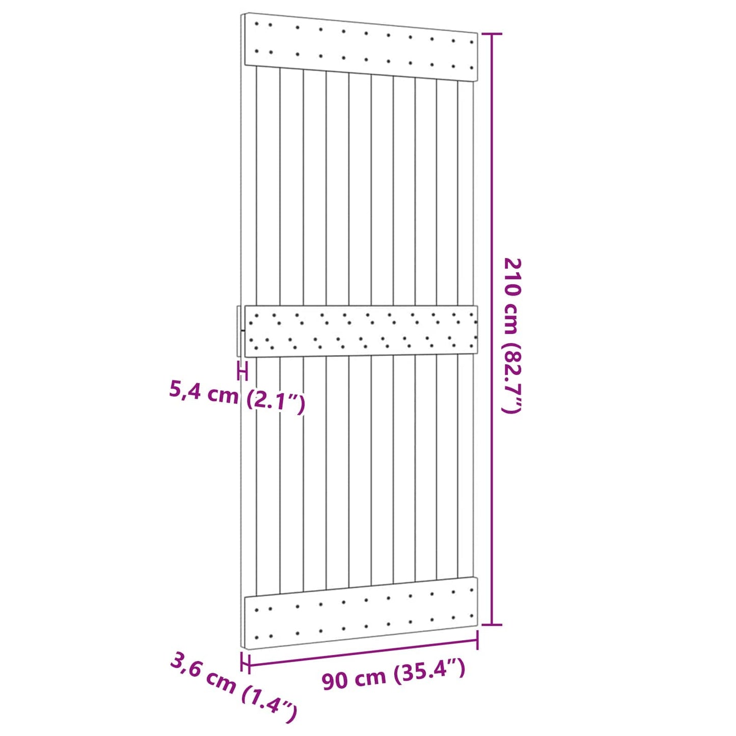 vidaXL Πόρτα NARVIK Φυσικό 90 x 210 cm Συμπαγές Ξύλο Πεύκου