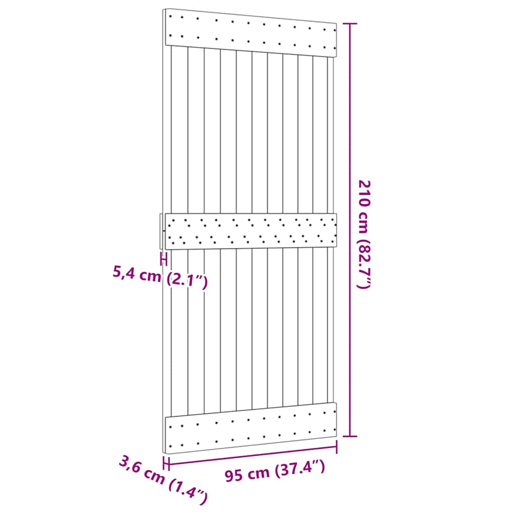 vidaXL Πόρτα NARVIK 95 x 210 εκ. από Μασίφ Ξύλο Πεύκου