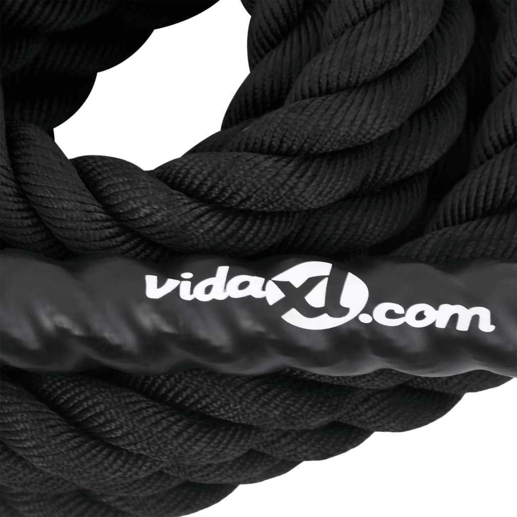 vidaXL Σχοινί Μάχης Μαύρο 9 μ. 6,8 κιλά Πολυεστέρας