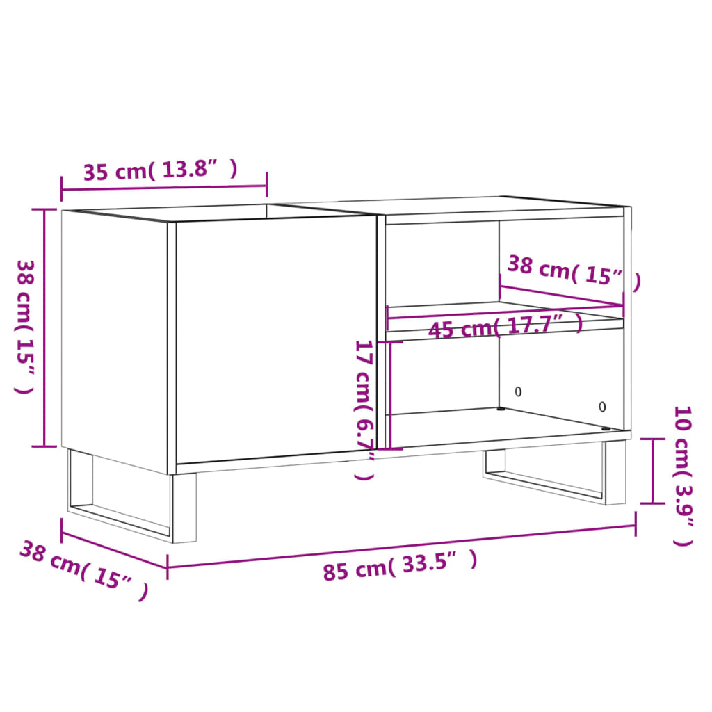 vidaXL Δισκοθήκη Καφέ Δρυς 85 x 38 x 48 εκ. από Επεξεργασμένο Ξύλο