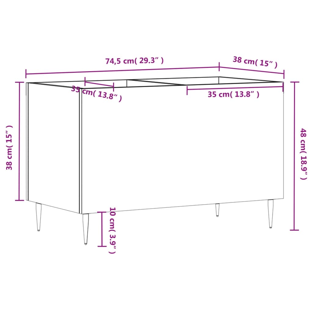 vidaXL Δισκοθήκη Μαύρη 74,5 x 38 x 48 εκ. από Επεξεργασμένο Ξύλο