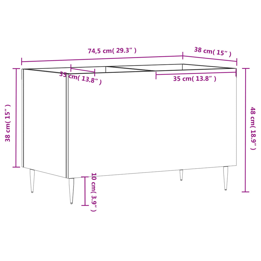 vidaXL Δισκοθήκη Γκρι Σκυροδέματος 74,5x38x48 εκ. Επεξεργασμένο Ξύλο