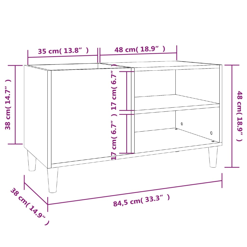 vidaXL Δισκοθήκη Λευκή 84,5 x 38 x 48 εκ. από Επεξεργασμένο Ξύλο
