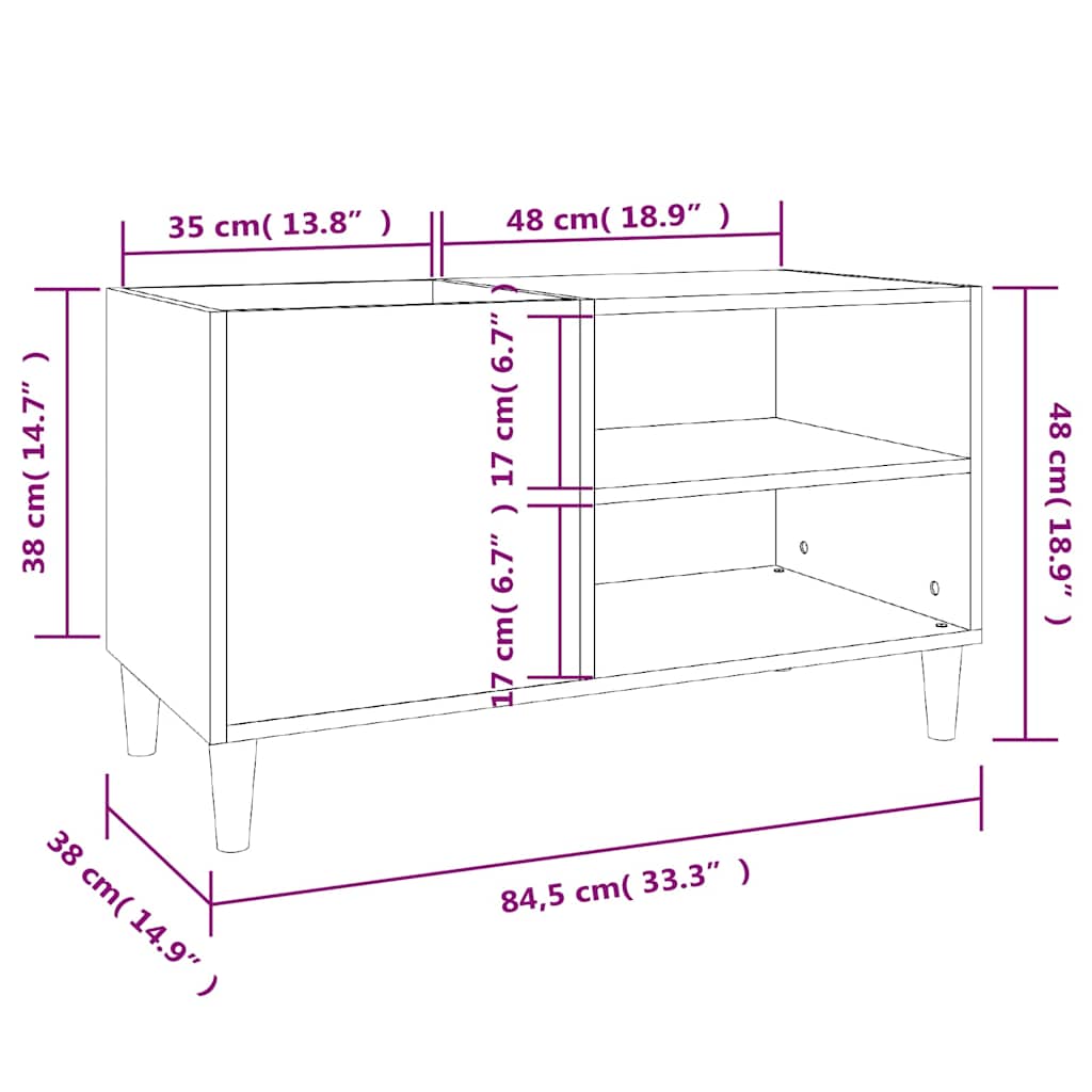 vidaXL Δισκοθήκη Μαύρη 84,5 x 38 x 48 εκ. από Επεξεργασμένο Ξύλο
