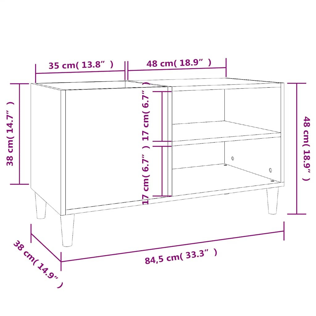 vidaXL Δισκοθήκη Γκρι Σκυροδέματος 84,5x38x48 εκ. Επεξεργασμένο Ξύλο