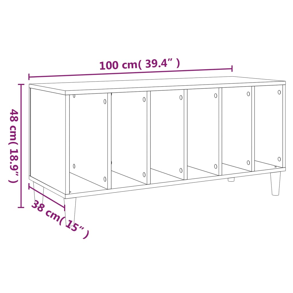 vidaXL Έπιπλο Δίσκων Γκρι Sonoma 100x38x48 εκ. από Επεξεργασμένο Ξύλο