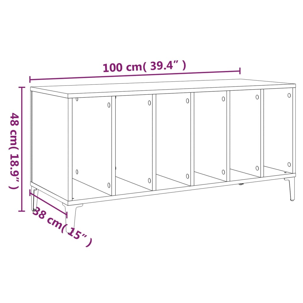 vidaXL Δισκοθήκη Καπνιστή Δρυς 100x38x48 εκ. από Επεξεργασμένο Ξύλο