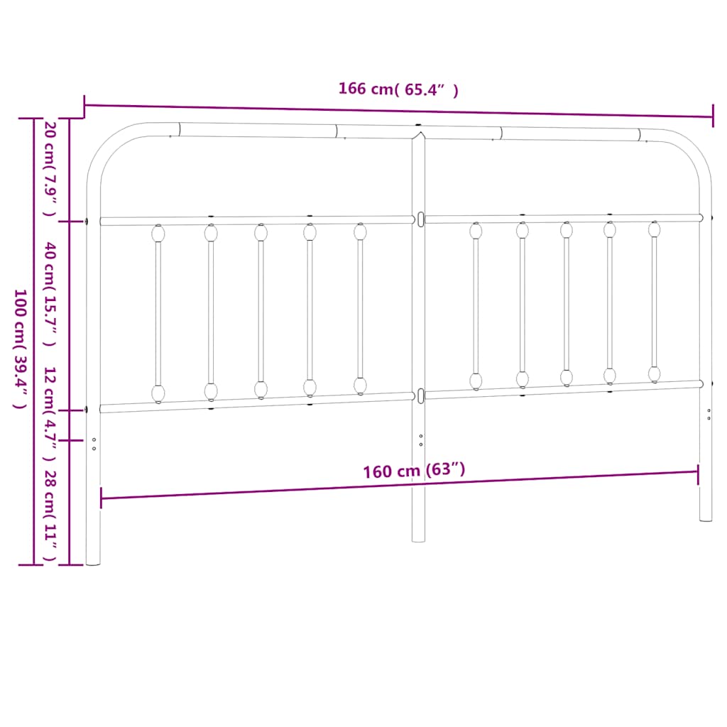 vidaXL Ανταλλακτικό κεφαλάρι Μαύρο 160 εκ. Μεταλλικό