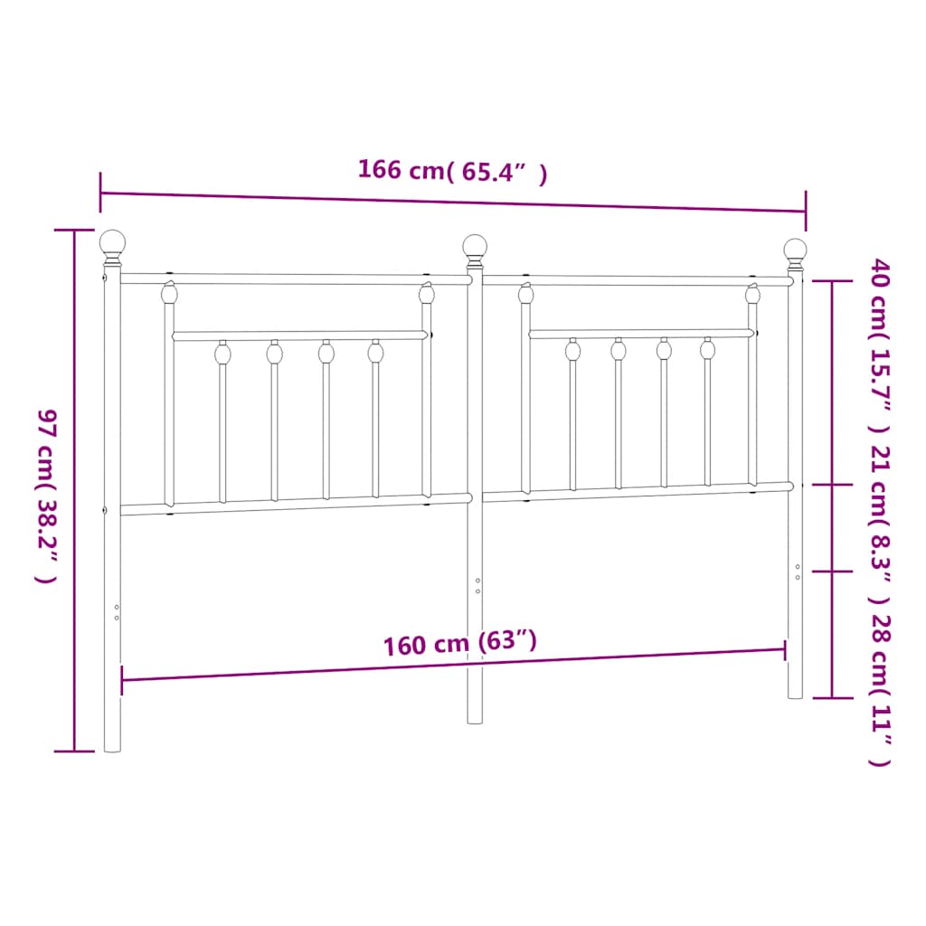 vidaXL Ανταλλακτικό κεφαλάρι Μαύρο 160 εκ. Μεταλλικό