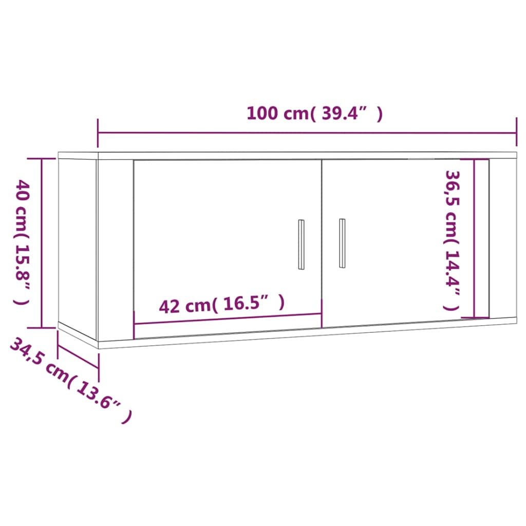 vidaXL Έπιπλα Τηλεόρασης Επιτοίχια 2 τεμ. Γκρι Sonoma 100x34,5x40 εκ.