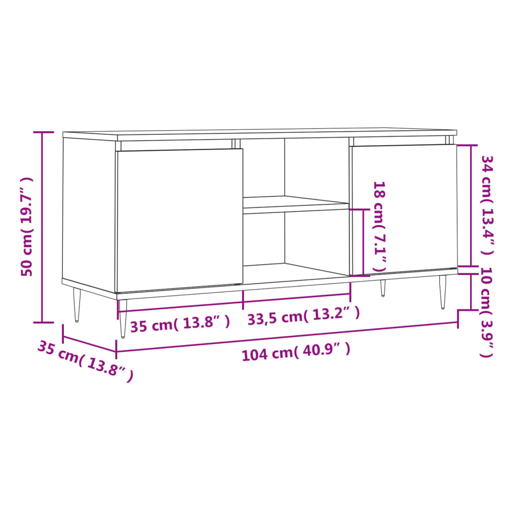 vidaXL Έπιπλο Τηλεόρασης Λευκό 104 x 35 x 50 εκ. από Επεξεργ. Ξύλο
