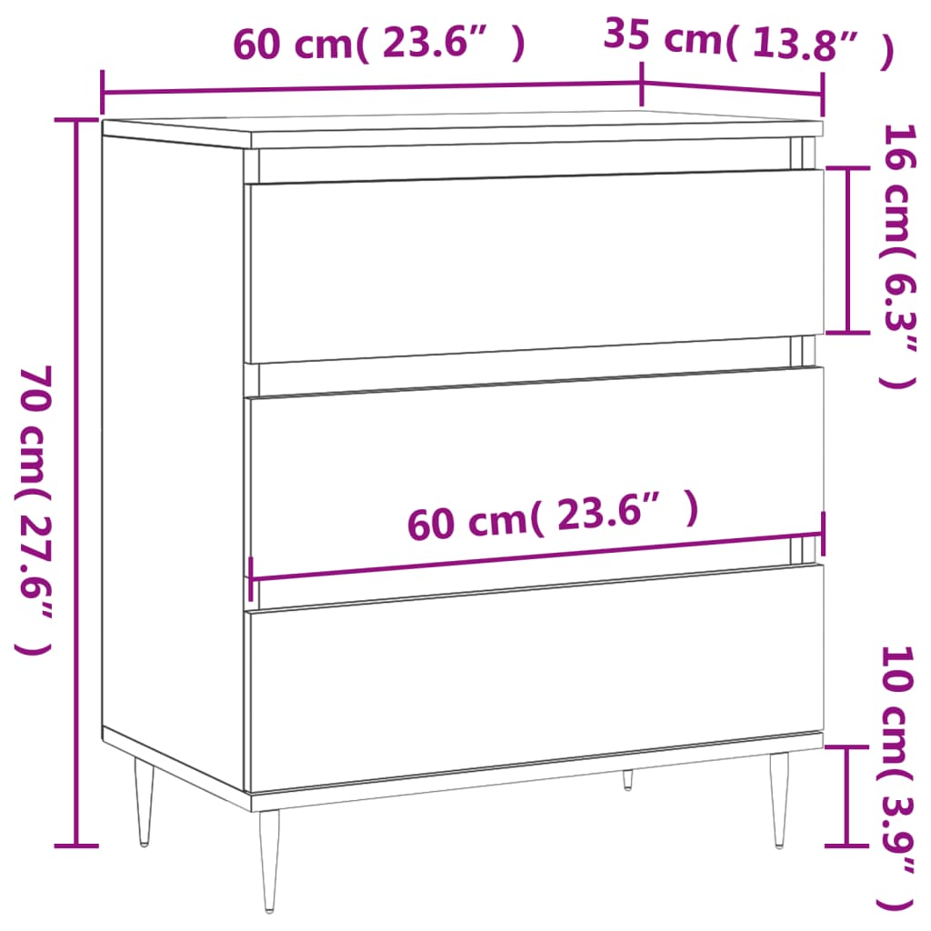 vidaXL Ντουλάπι Γκρι Sonoma 60x35x70 εκ. από Επεξεργασμένο Ξύλο