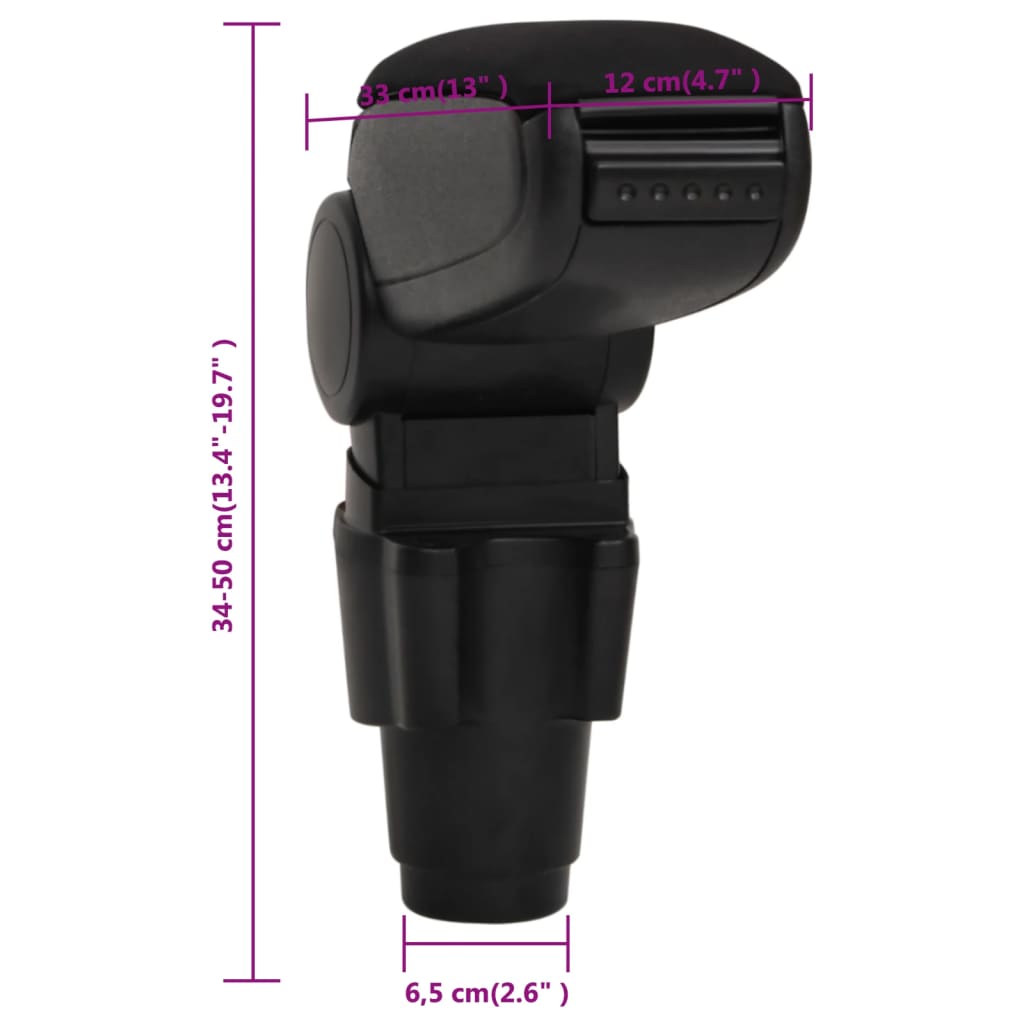 vidaXL Τεμπέλης Αυτοκινήτου Μαύρος 12 x 33 x (34-50) εκ. από ABS