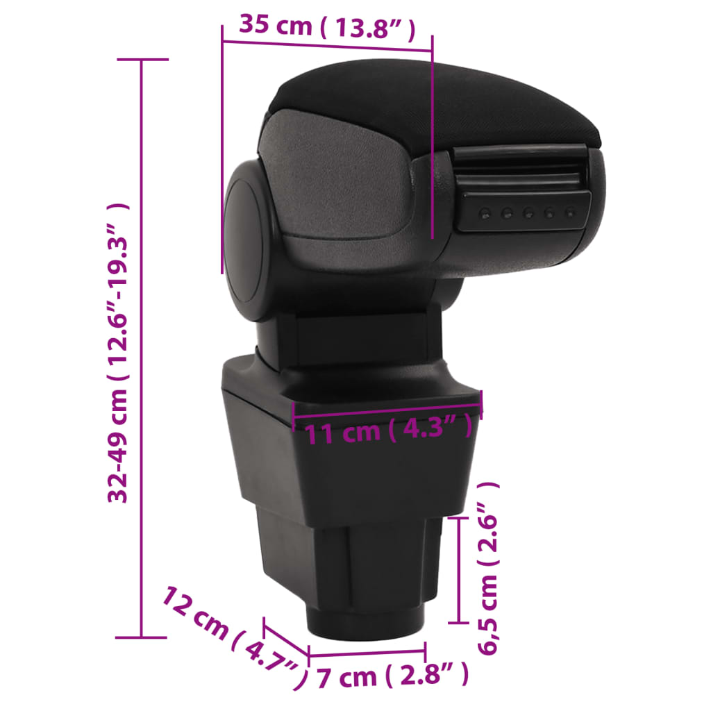 vidaXL Τεμπέλης Αυτοκινήτου Μαύρος 11 x 35 x (32-49) εκ. από ABS
