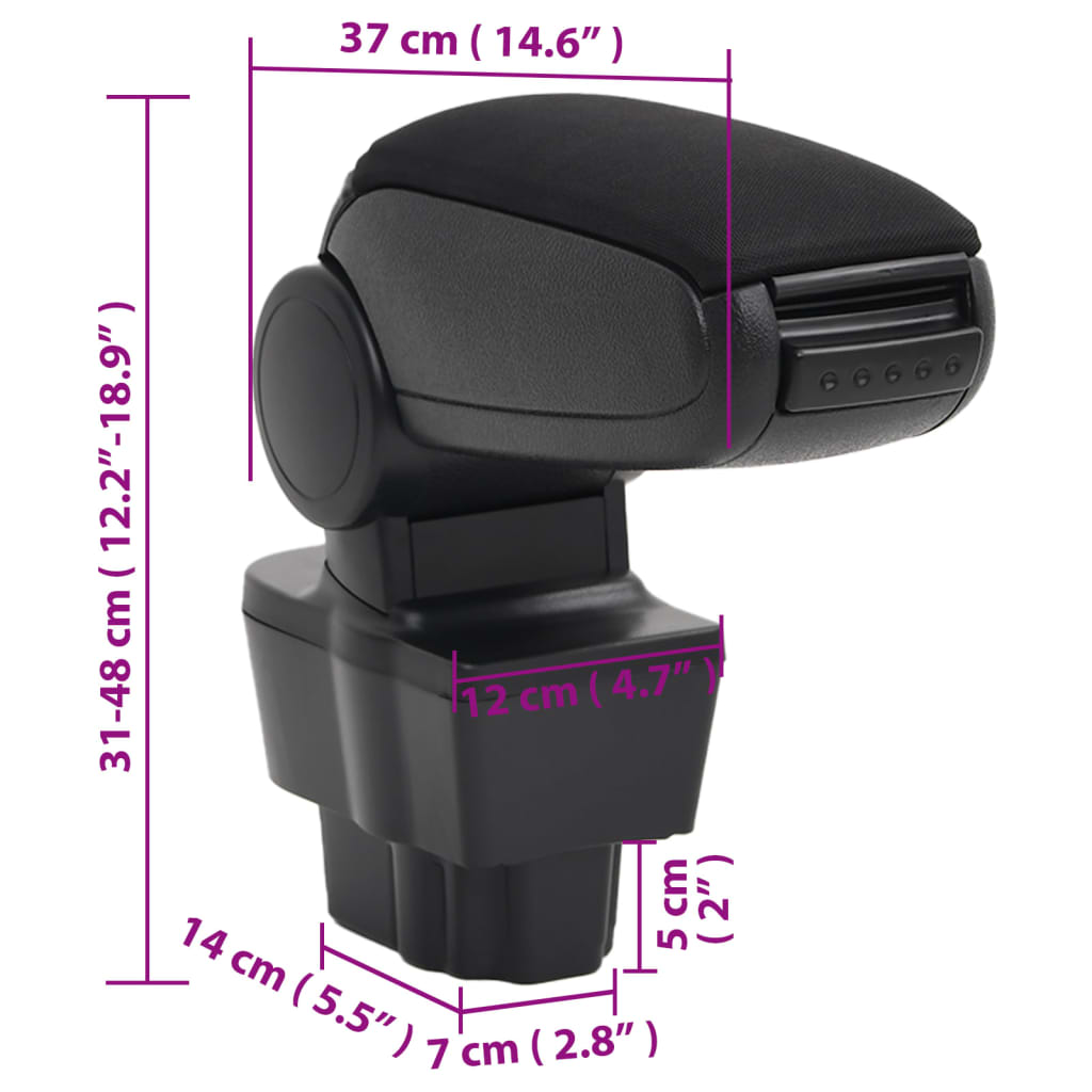 vidaXL Τεμπέλης Αυτοκινήτου Μαύρος 12 x 37 x (31-48) εκ. από ABS