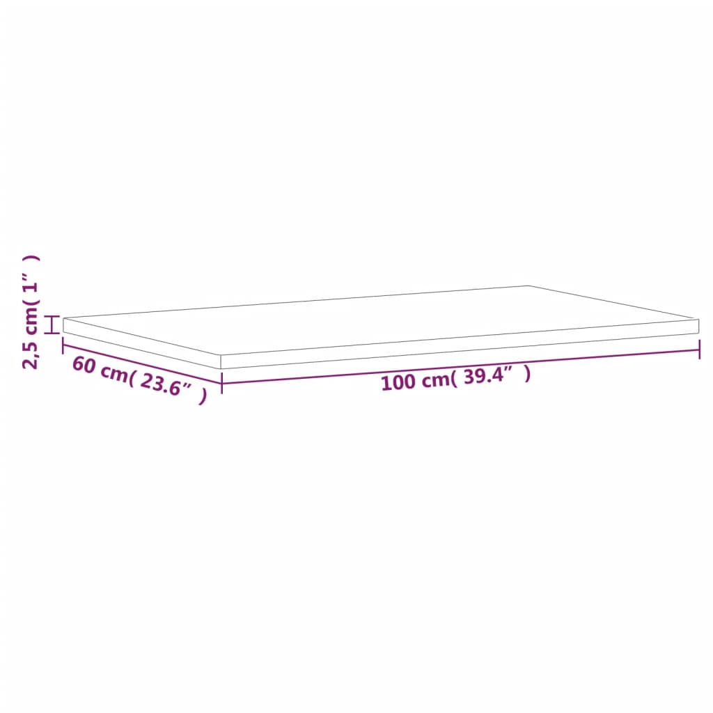 vidaXL Επιφάνεια Τραπεζιού Ορθογώνια 100x60x2,5 εκ. Μασίφ Ξύλο Οξιάς