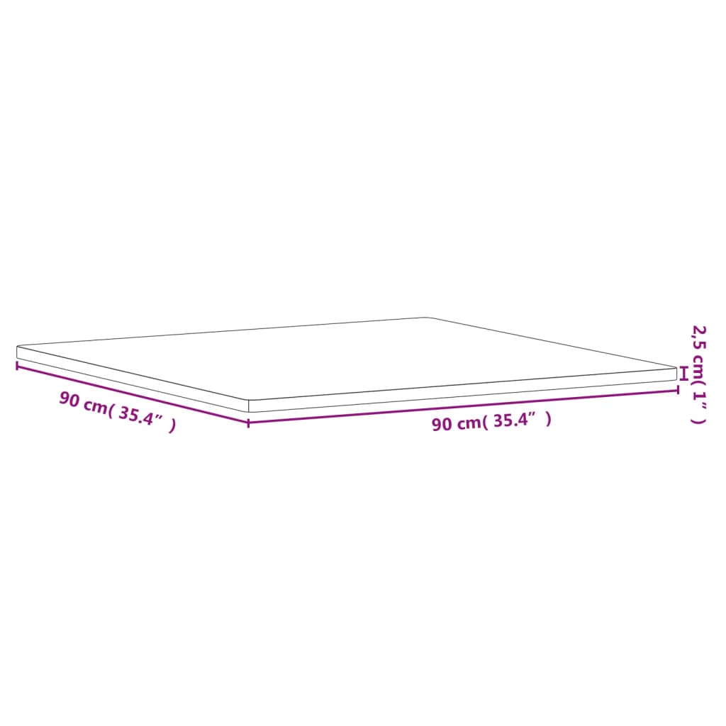 vidaXL Επιφάνεια Τραπεζιού Τετράγωνη 90x90x2,5 εκ. Μασίφ Ξύλο Οξιάς