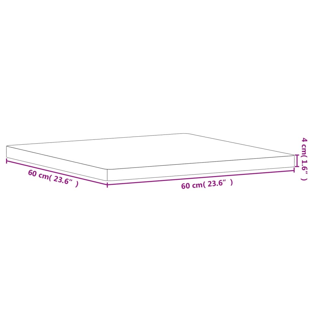 vidaXL Επιφάνεια Τραπεζιού Τετράγωνη 60x60x4 εκ. Μασίφ Ξύλο Οξιάς