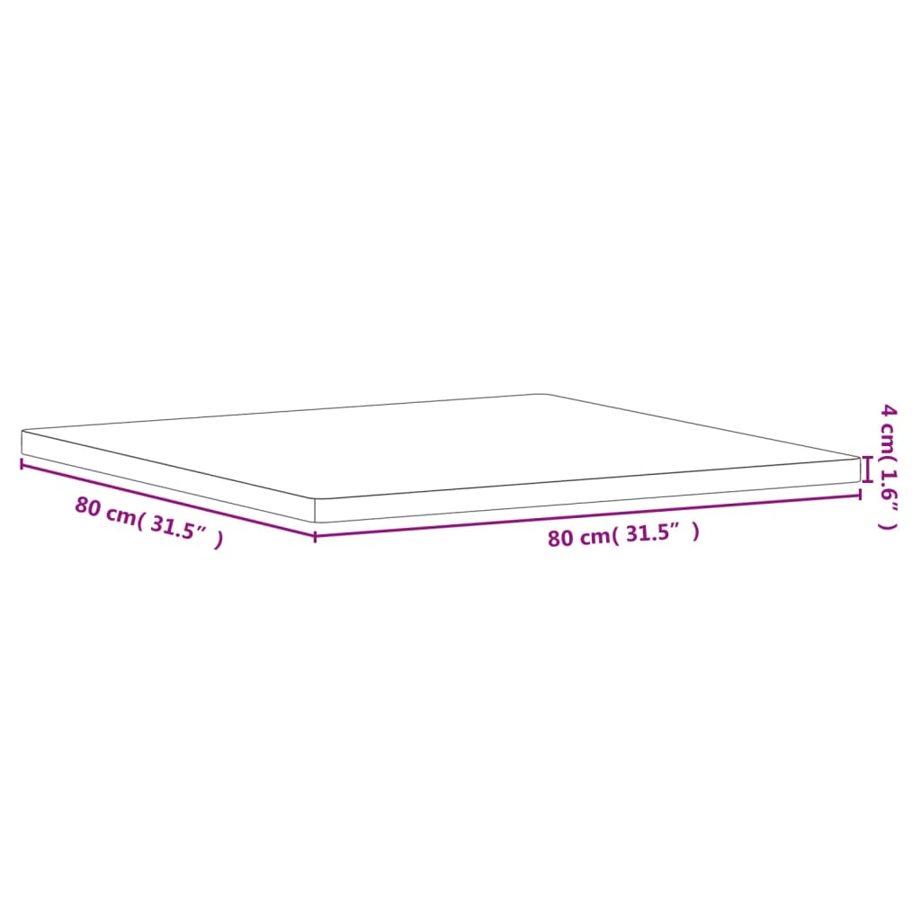 vidaXL Επιφάνεια Τραπεζιού Τετράγωνη 80x80x4 εκ. Μασίφ Ξύλο Οξιάς