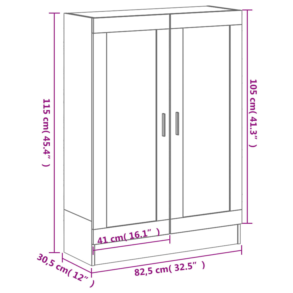vidaXL Βιβλιοθήκη Καπνιστή Δρυς 82,5x30,5x115 εκ. Επεξεργασμένο Ξύλο