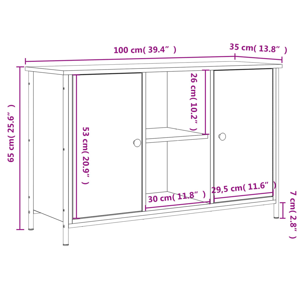 vidaXL Έπιπλο Τηλεόρασης Καπνιστή Δρυς 100x35x65 εκ. Επεξ. Ξύλο