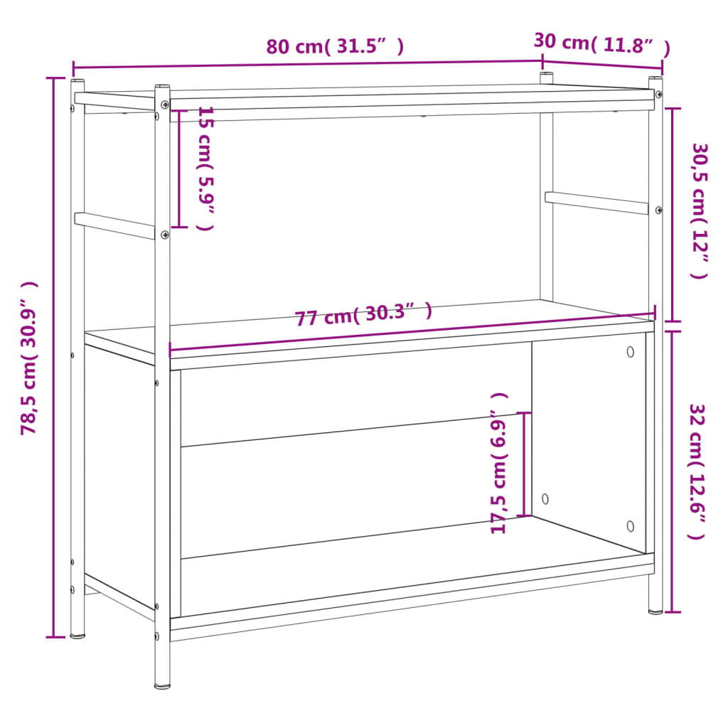 vidaXL Βιβλιοθήκη Γκρι Sonoma 80x30x78,5 εκ. από Επεξεργασμένο Ξύλο