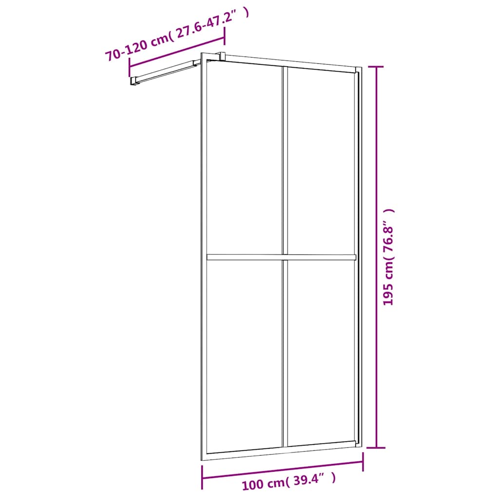 vidaXL Διαχωριστικό Ντουζιέρας Κόκκινο 100 x 195εκ. Διαφανές Γυαλί ESG