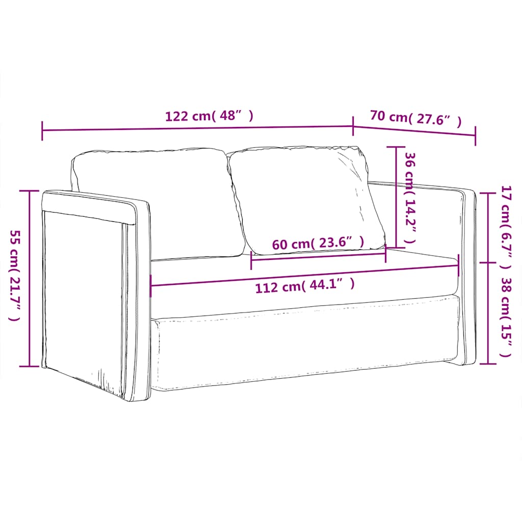 vidaXL Καναπές-Κρεβάτι Δαπέδου 2 σε 1 Μπλε 122x204x55 εκ. Βελούδινος