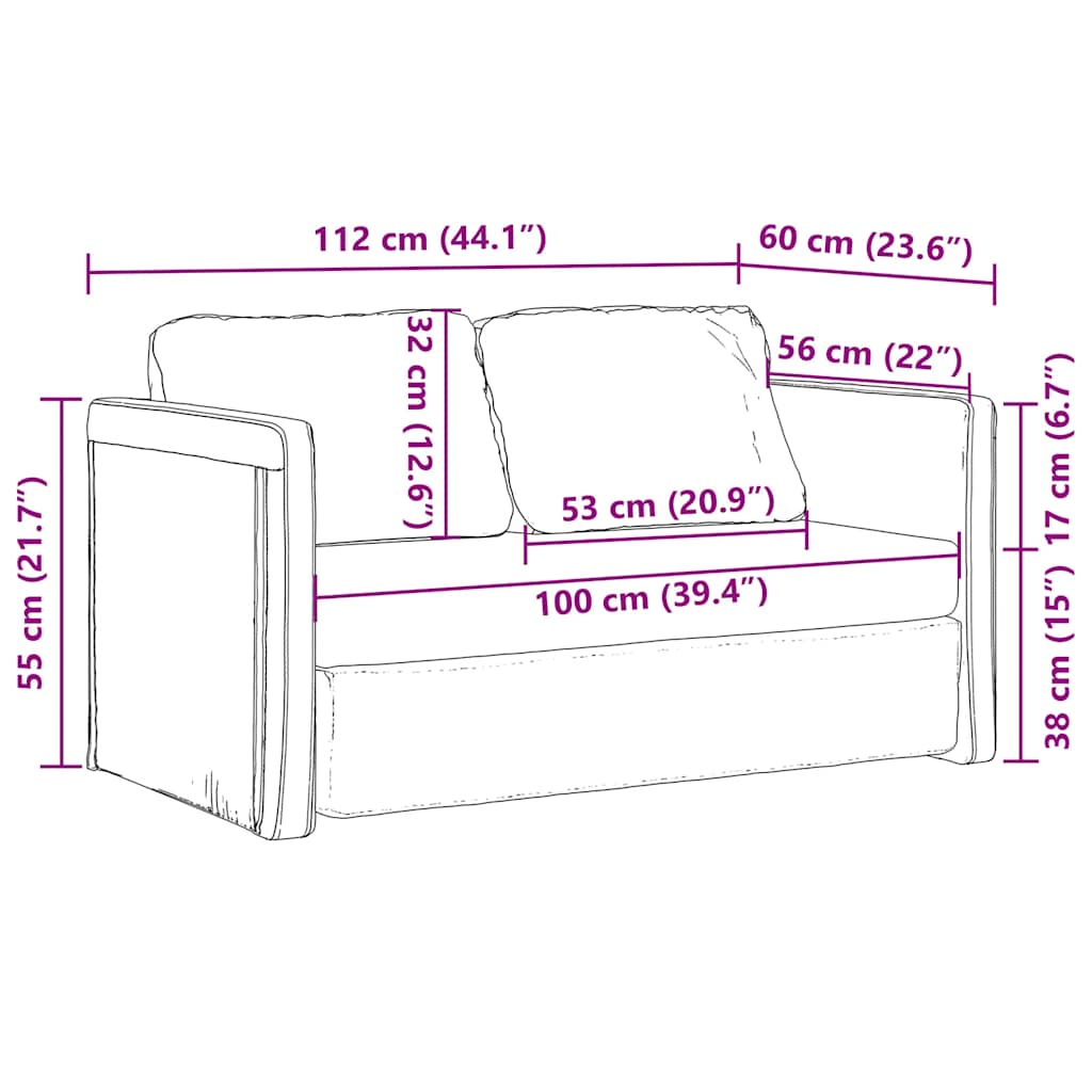 vidaXL Καναπές-Κρεβάτι Δαπέδου 2 σε 1 Σκ. Γκρι 112x174x55 εκ. Ύφασμα